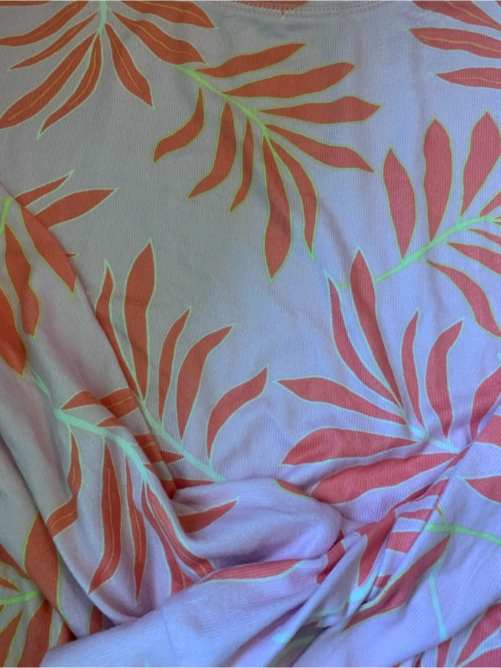 PJ Salvage Coral Pink Two-Piece Pajama Set with Leaf Print Robe